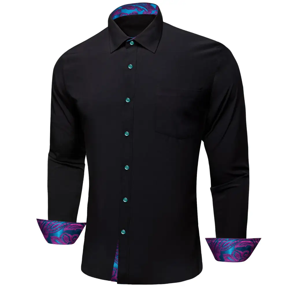 Classic Paisley Long Sleeve Silk Dress Shirt