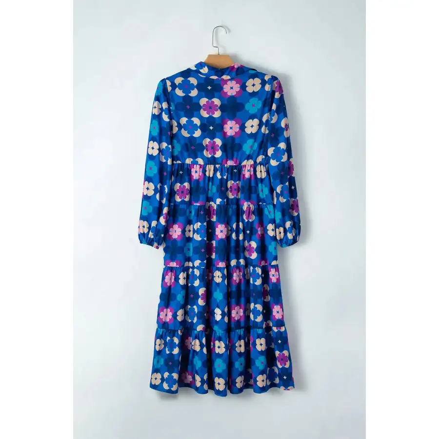 Neck Collared Neck Long Sleeve Midi Dress