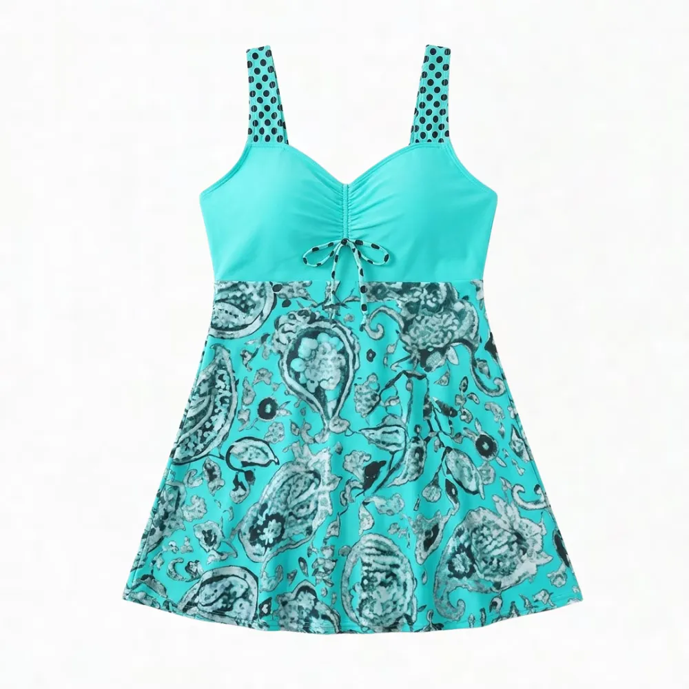 Floral Halter Swimdress With Skirted Hem