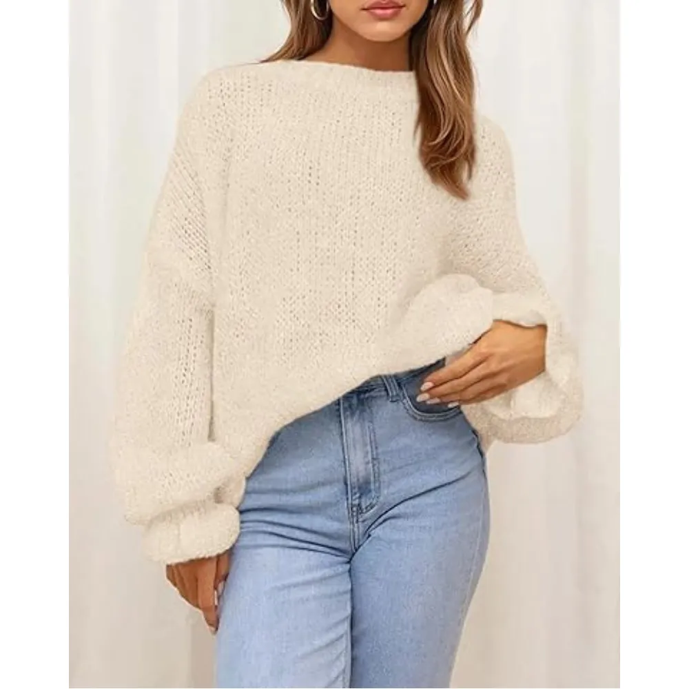 Women's Oversized Sweater Crewneck Long Sleeve