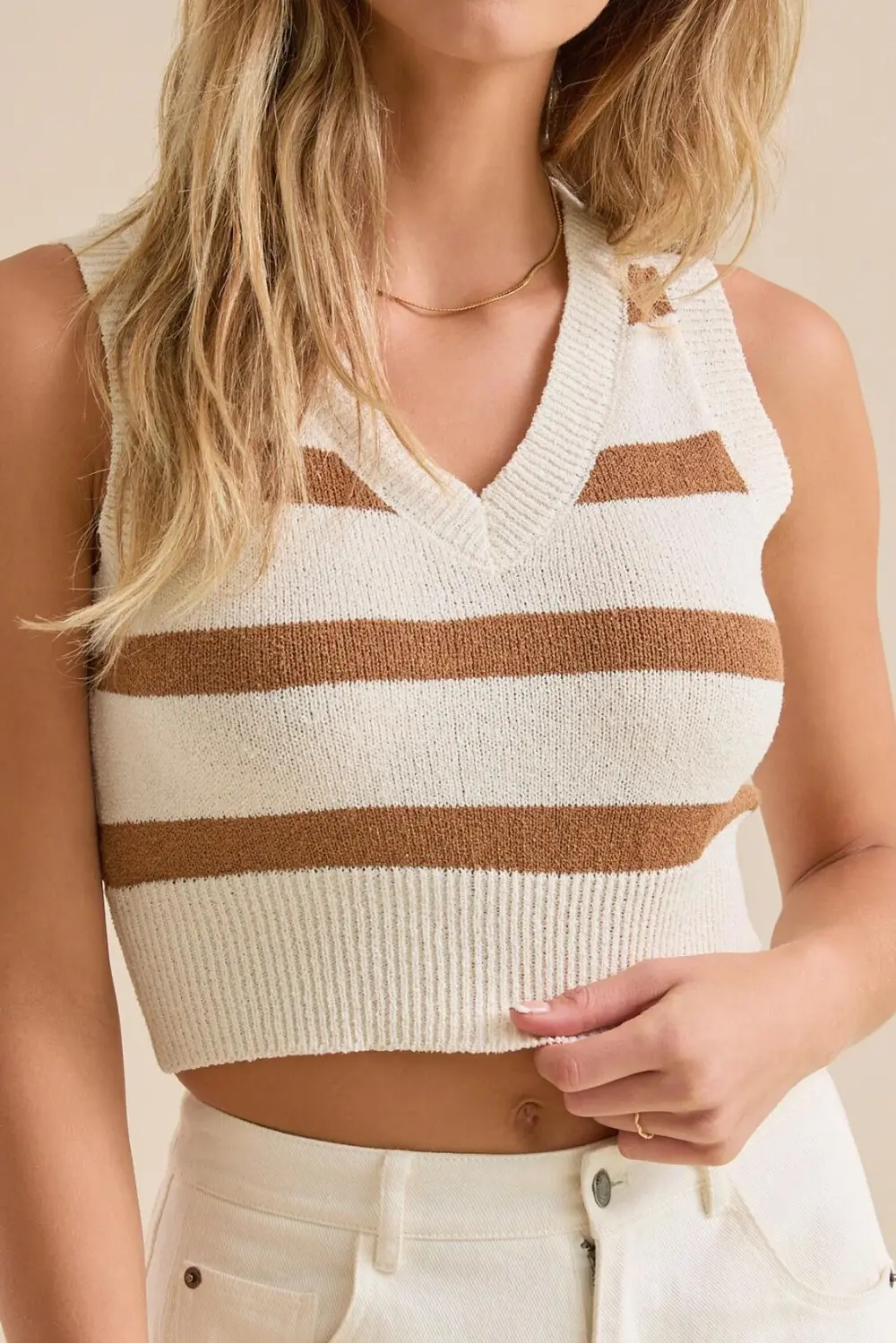 Striped Crop Sweater Vest