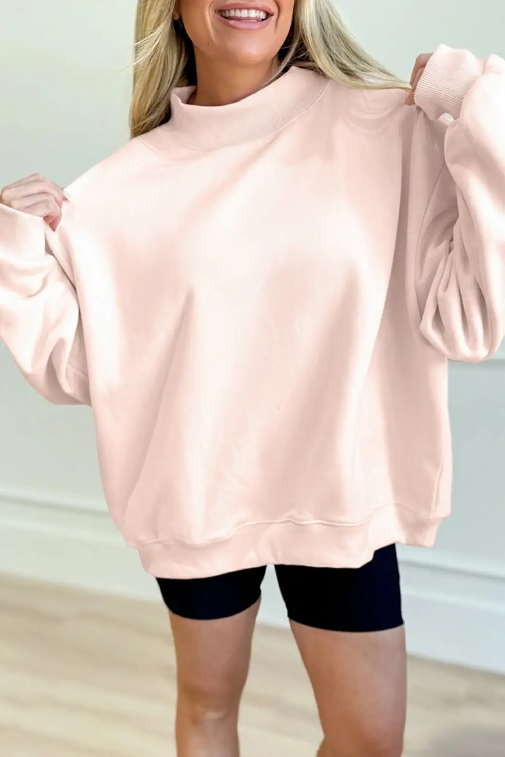 Soft Feel Relaxed Mock Neck Sweatshirt