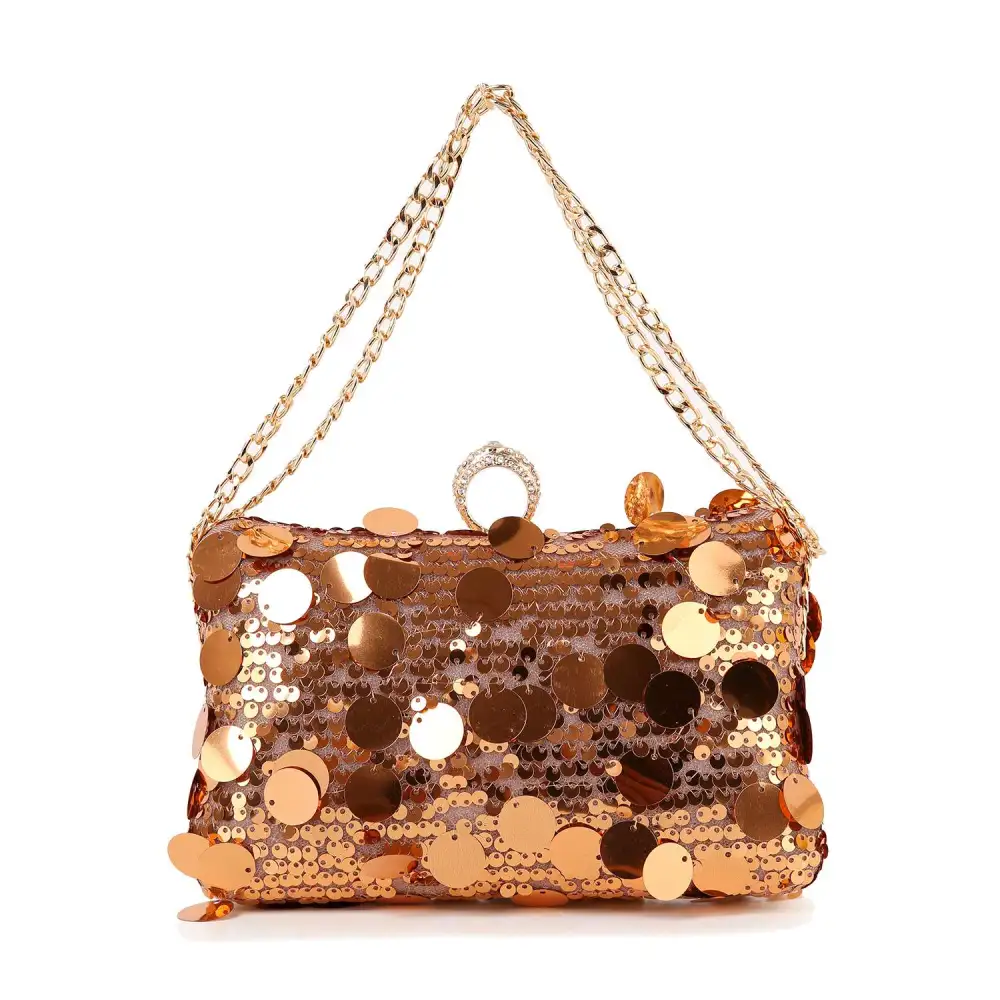 Relaxed Detail Chain Accent Evening Clutch Bag