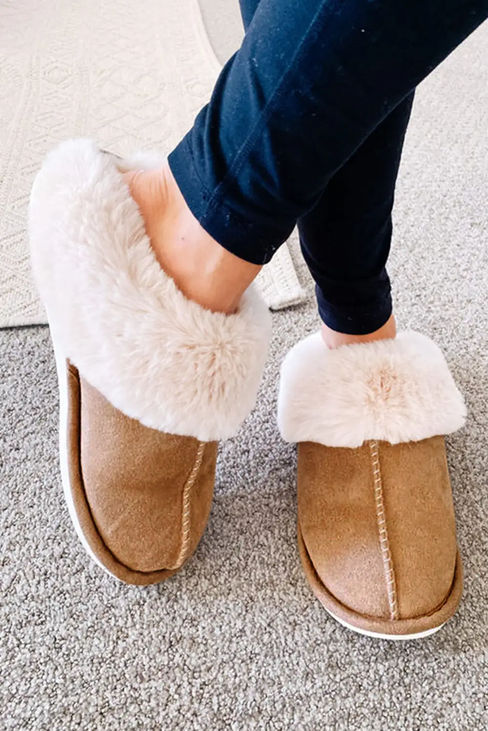 Plush Suede Winter Home Slide Slippers