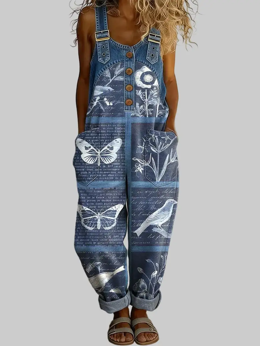 Denim Wide Leg Relaxed Jumpsuit