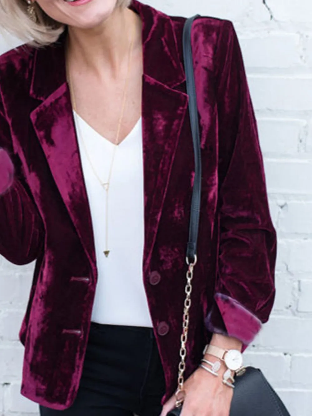Button-Up Lapel-Collar Blazer