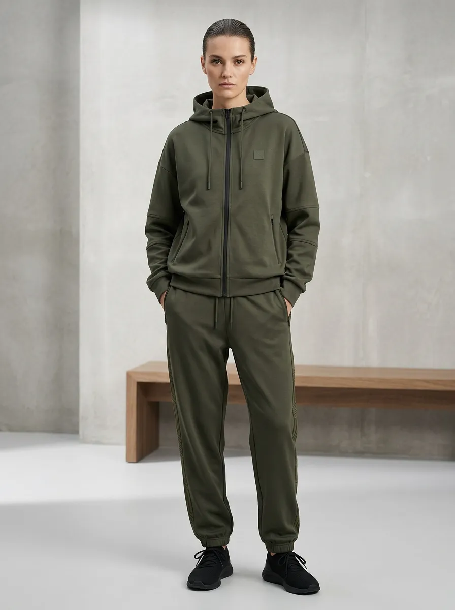 Zip-Up Hoodie Minimal Unisex Zip Hoodie Tracksuit Set