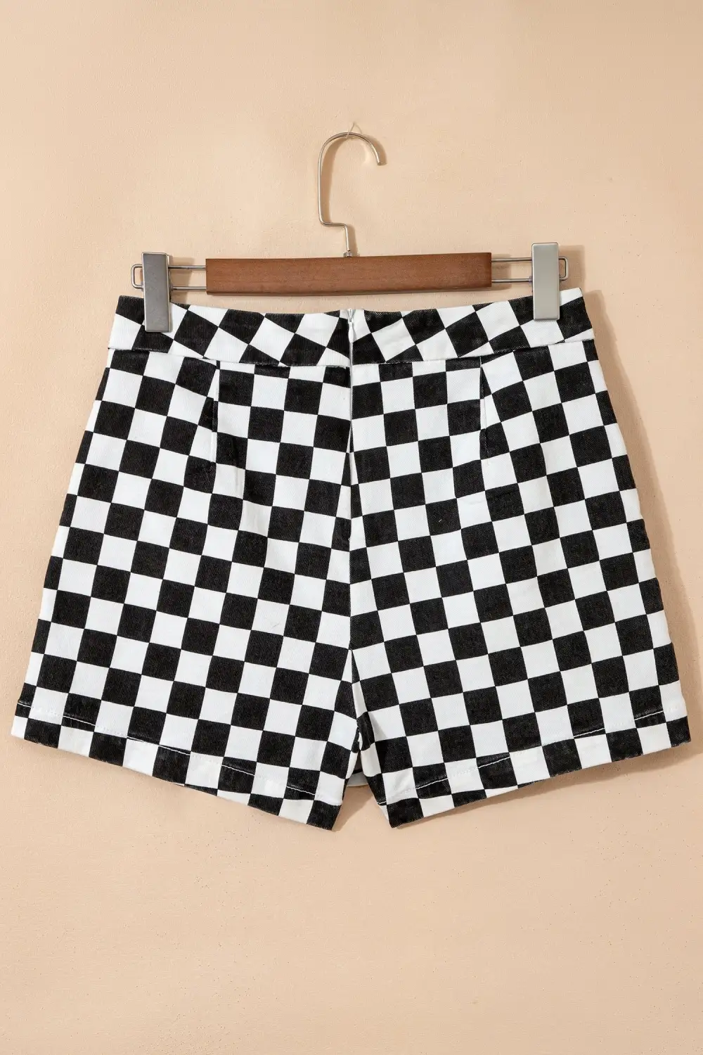 High Waist Plaid Pattern Printed Shorts