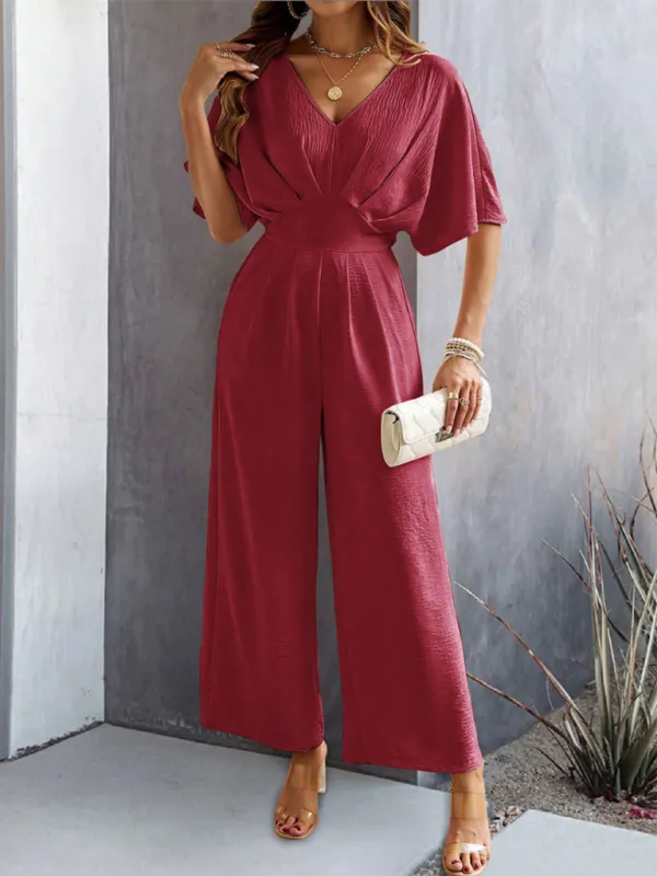 Short Sleeved Clean Wide Leg Jumpsuit Shorts