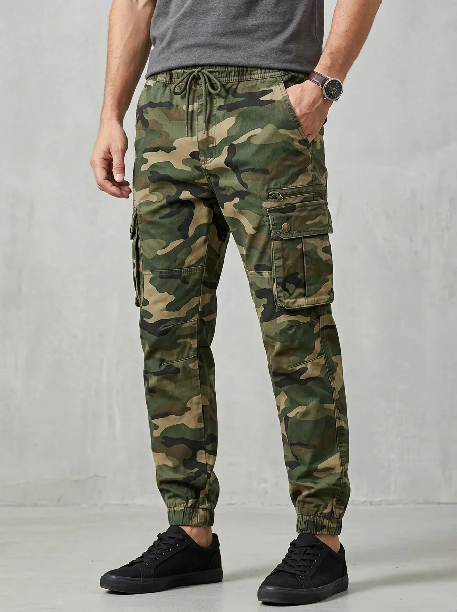 Military-Inspired Camouflage Cargo Pants