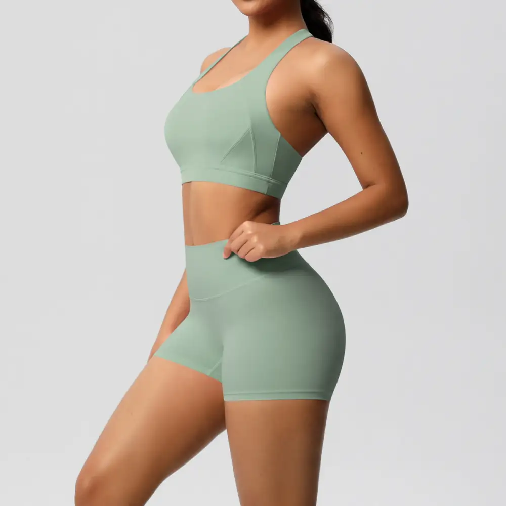 Cross-Back Backless Two-Piece Shorts Active Set