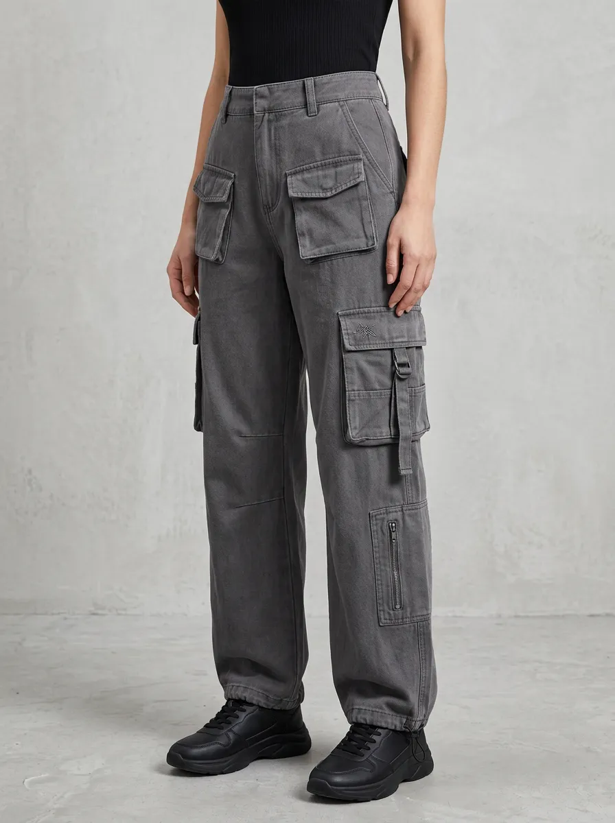 Functional Embroidered Detail Multi Pocket Look Women's Multi Pocket Cargo Pants