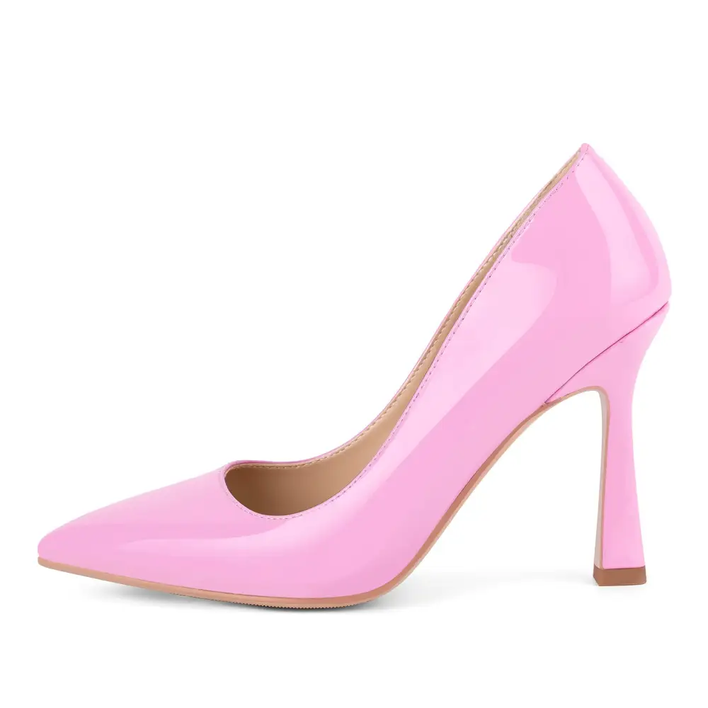 Modern Patent Finish Pointed Toe Stiletto Slip On Pumps