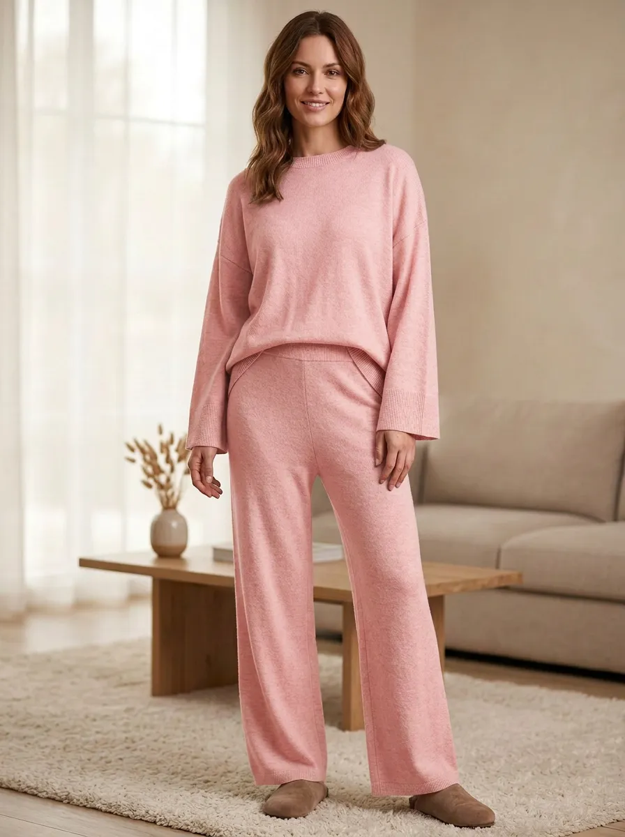 Polished Knit Long-Sleeve Lounge Set