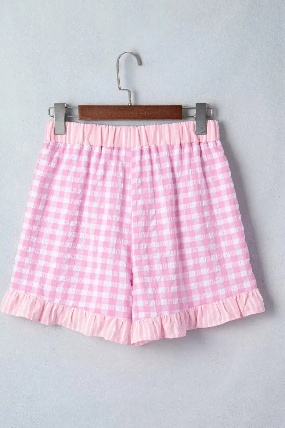 Gingham Ruffle Hem Shorts