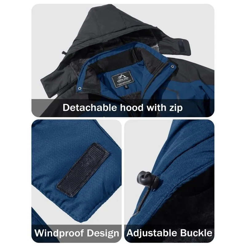 Men's Winter Coats Waterproof Ski Snow Jacket Warm Fleece Jacket Parka Raincoats With Multi-Pockets
