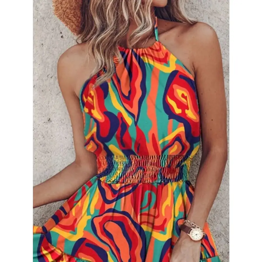 Paisley Print Halter Neck Mini Dress