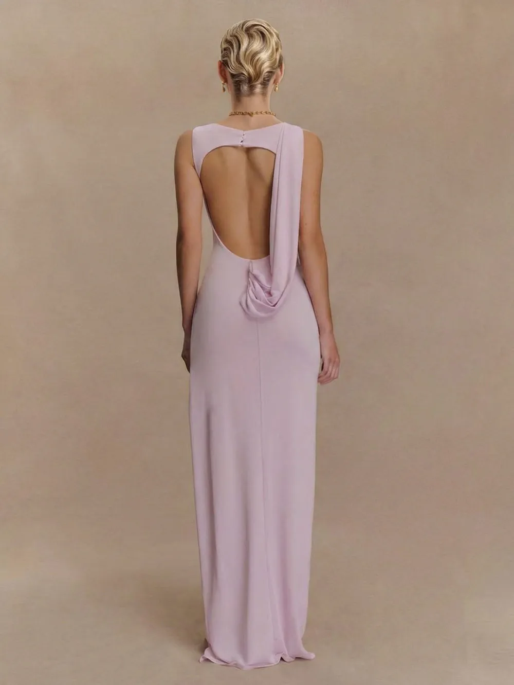 Drapedd Sleeveless Evening Maxi Dress