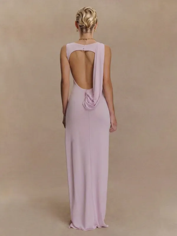 Drapedd Sleeveless Evening Maxi Dress