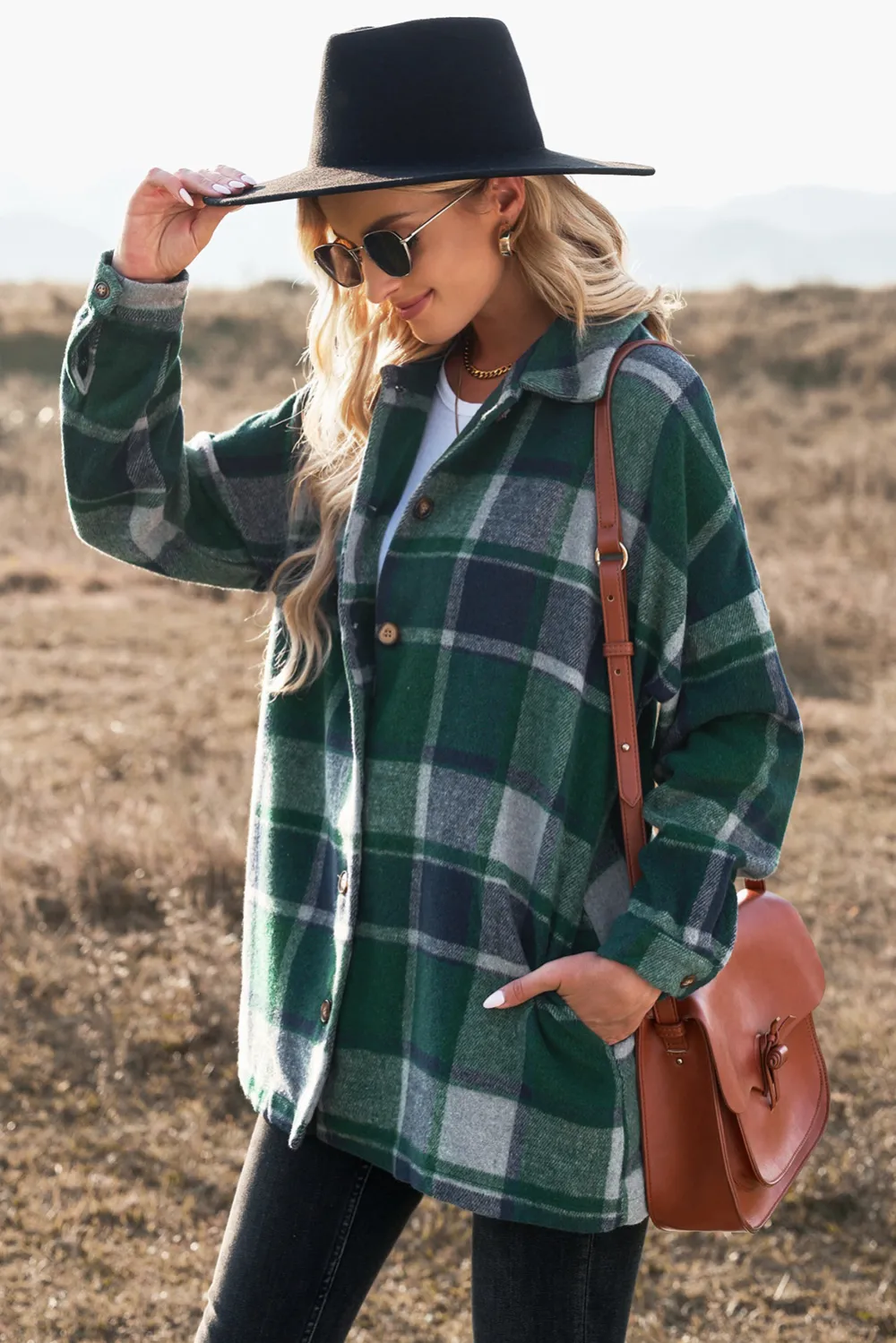 Plaid Color Block Patchwork Shirt Jacket
