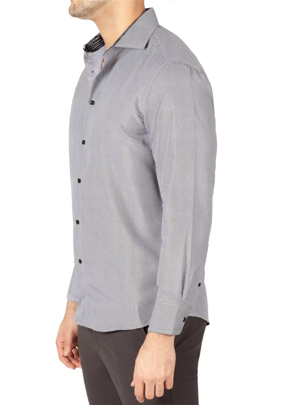 Open Collar Button Up Dress Shirt