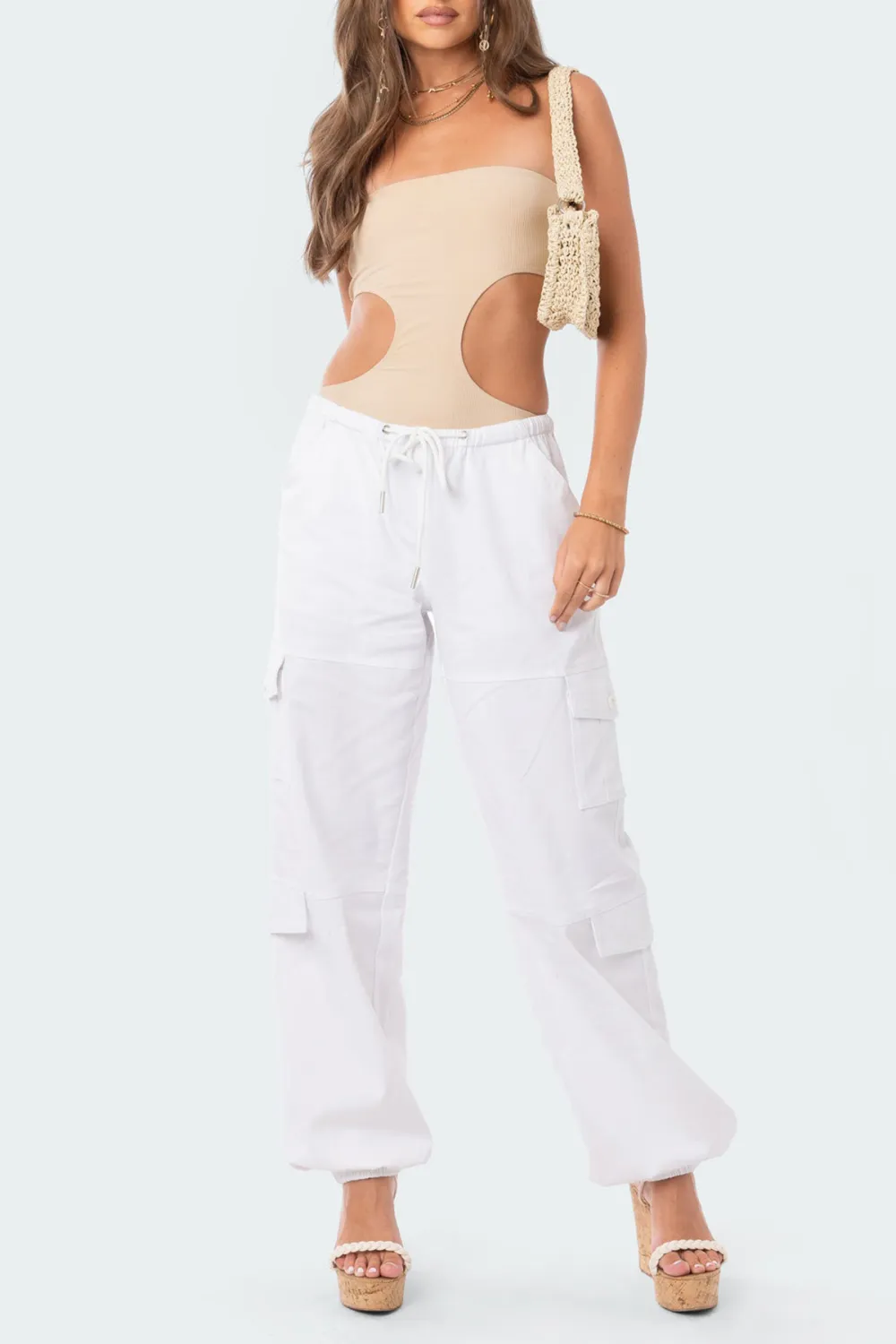 Tube Top Ribbed Cut Out Bodysuit
