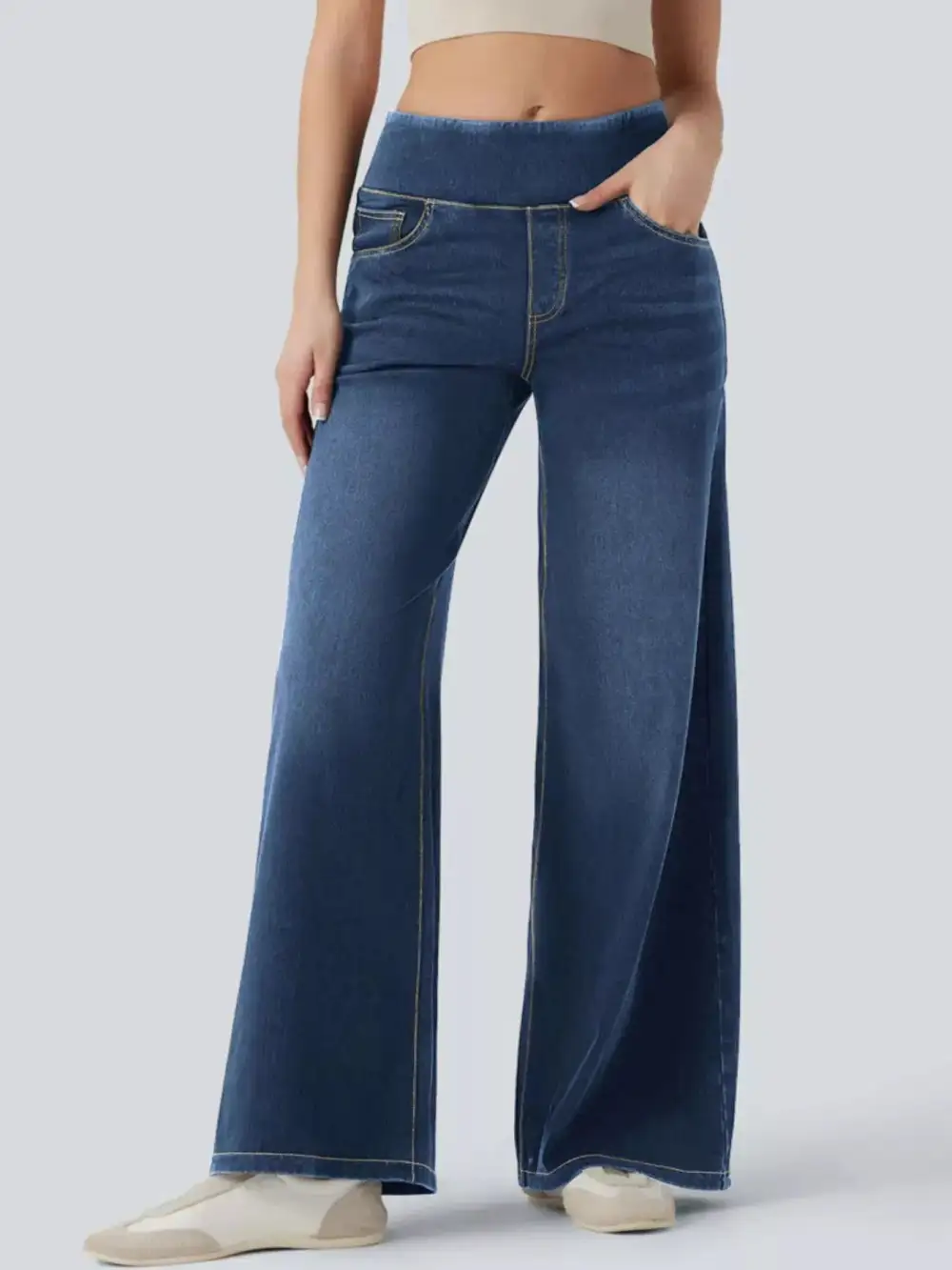 Soft High Waist Wide Leg Denim Jeans