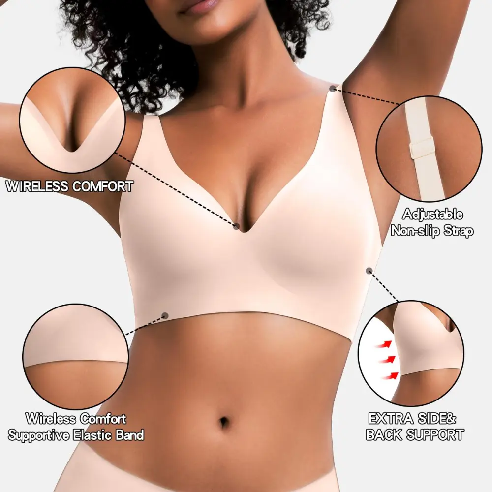 Women's Wireless Seamless Jelly Bra Deep V