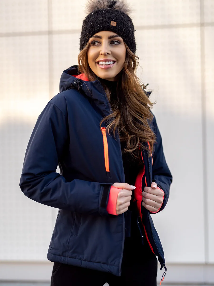 Dark blue women's winter ski jacket