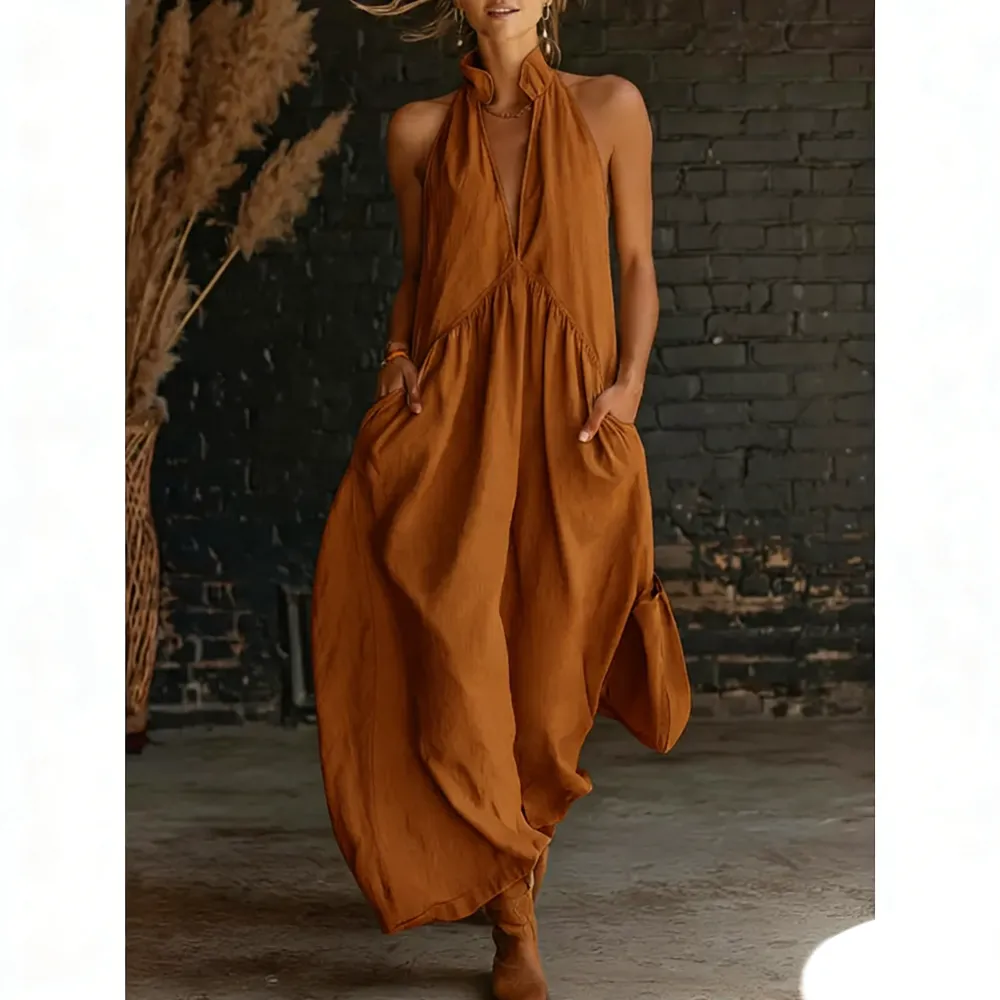 🔥Last Day: 8-Pack Only $24 🔥Women's Minimalist Halter Maxi Dress