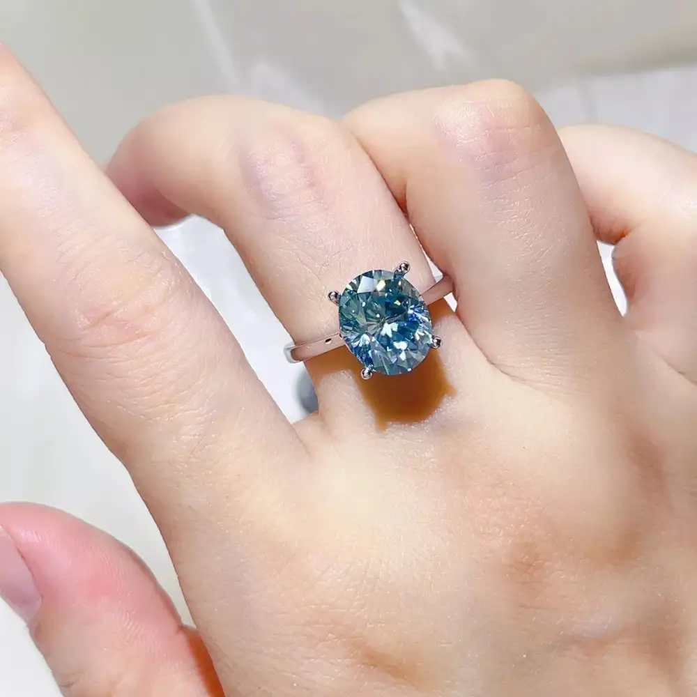 Clean Line Sterling Silver Moissanite Ring