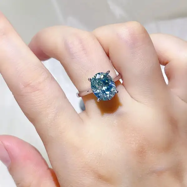Clean Line Sterling Silver Moissanite Ring
