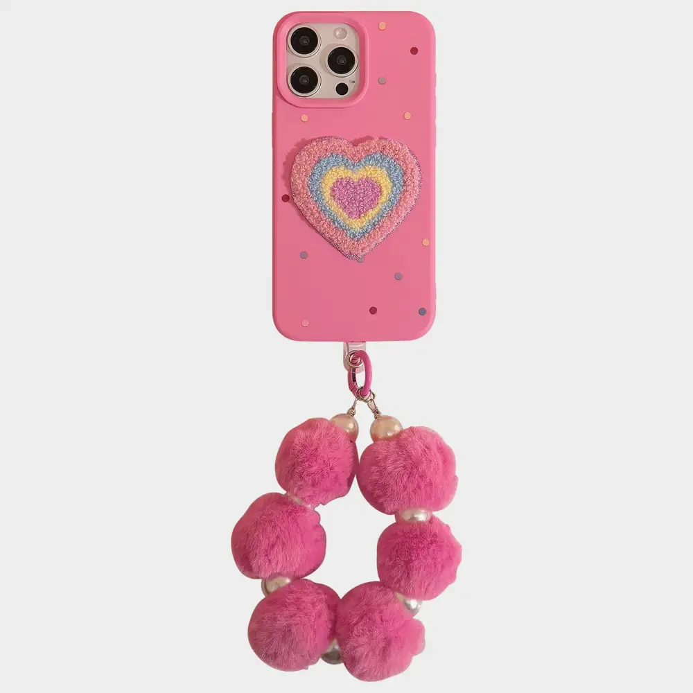 Heart Beaded Wristlet Phone Case