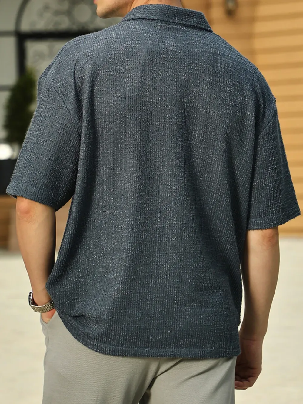 Blue Casual Style Oversized Shirt