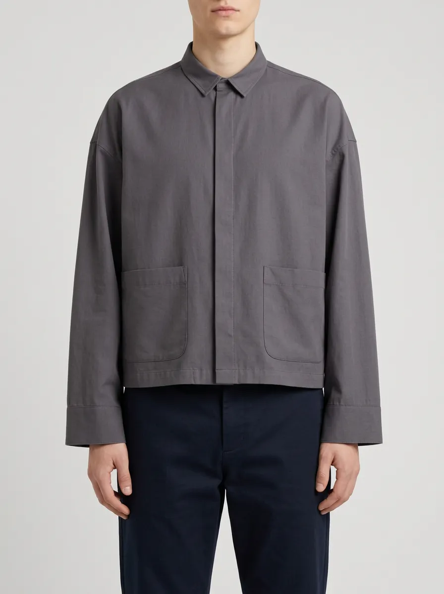 Unisex Everyday Grey Shirt with Classic Collar