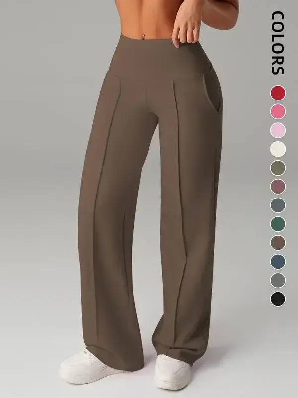 Women's Wide Leg High Waist Sweatpants with Pockets | Sporty Casual Style