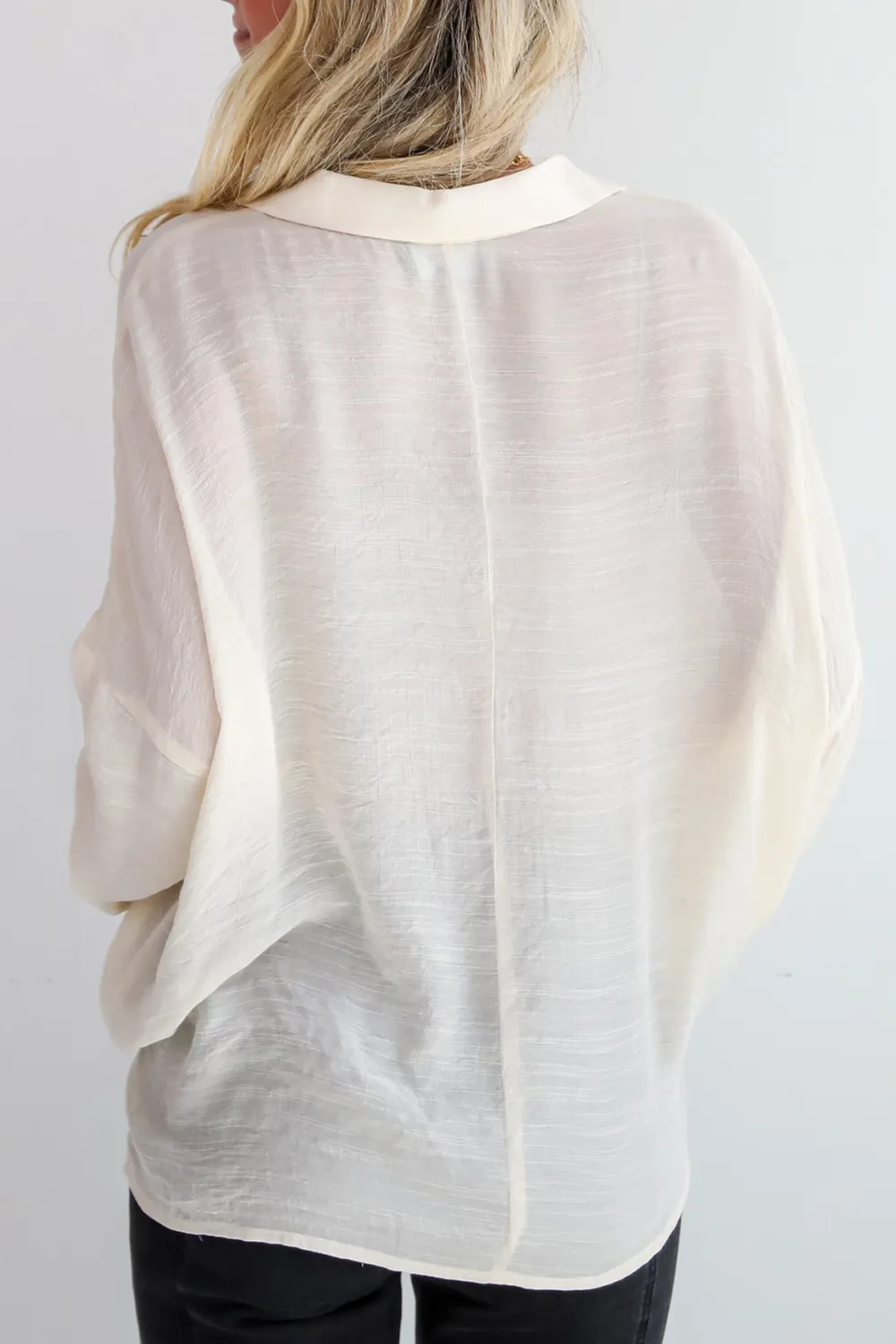 White Compelling Composure Oversized Button-Up Blouse