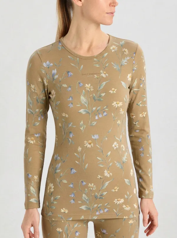 Women's Wildflower Sketch Long Sleeve Thermal Top