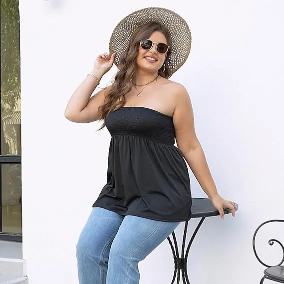 Solid Color Strapless Top With Ruffled Hem🔥12-Pack - All Colors Included, Only $35