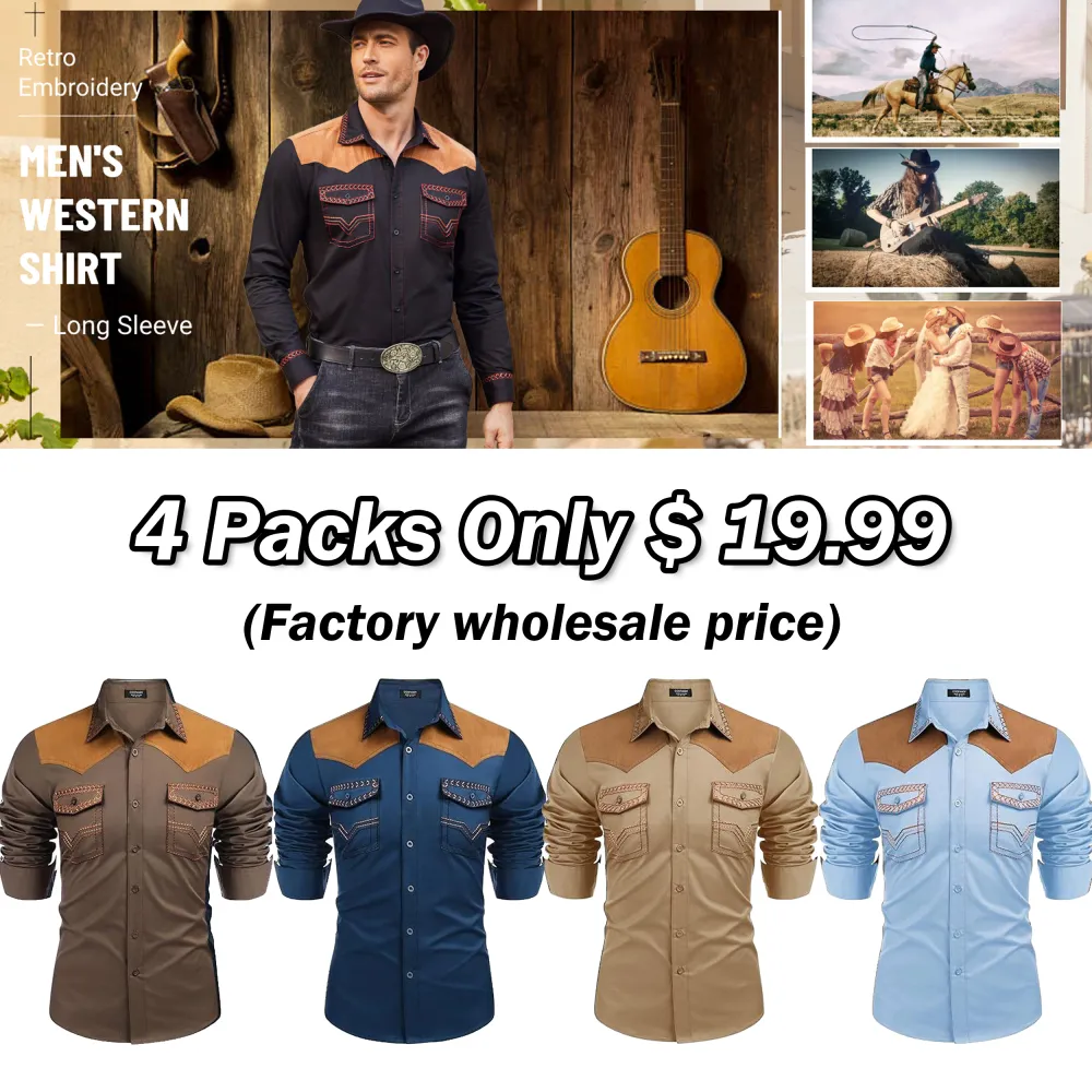 🤠 Men’s Embroidered Western Cowboy Shirt – Rugged Charm. Timeless Style.