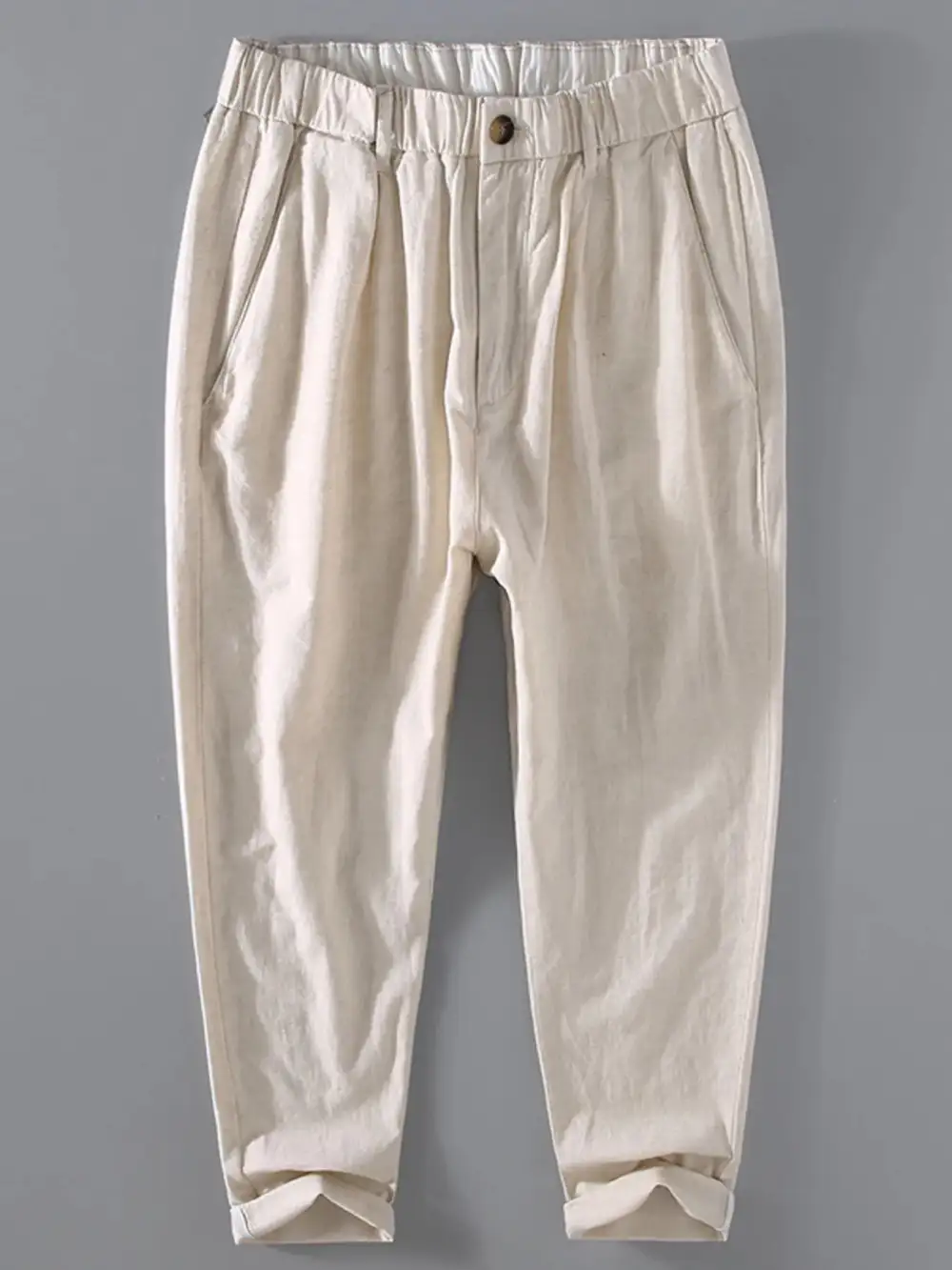 Men's Plus Size Casual Elastic Waist Cropped Pants