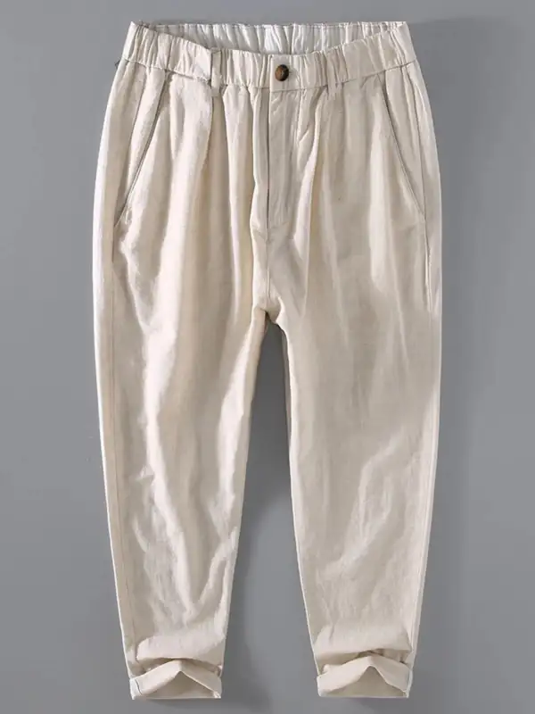 Men's Plus Size Casual Elastic Waist Cropped Pants