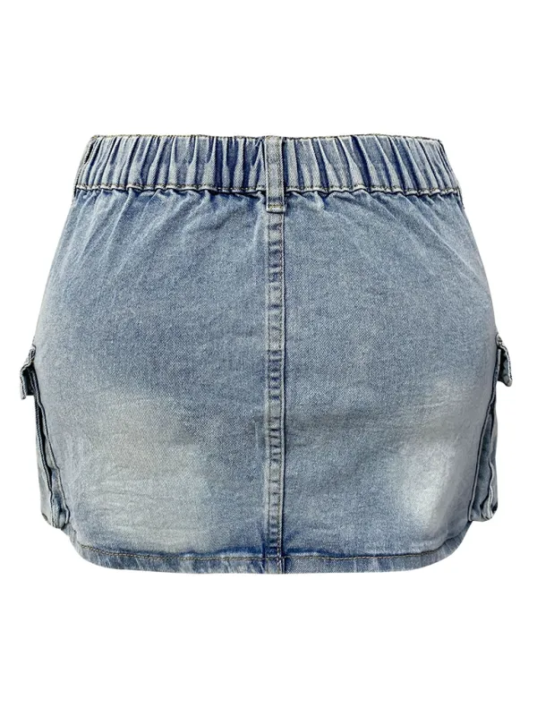 Denim Cotton Blend Skirt