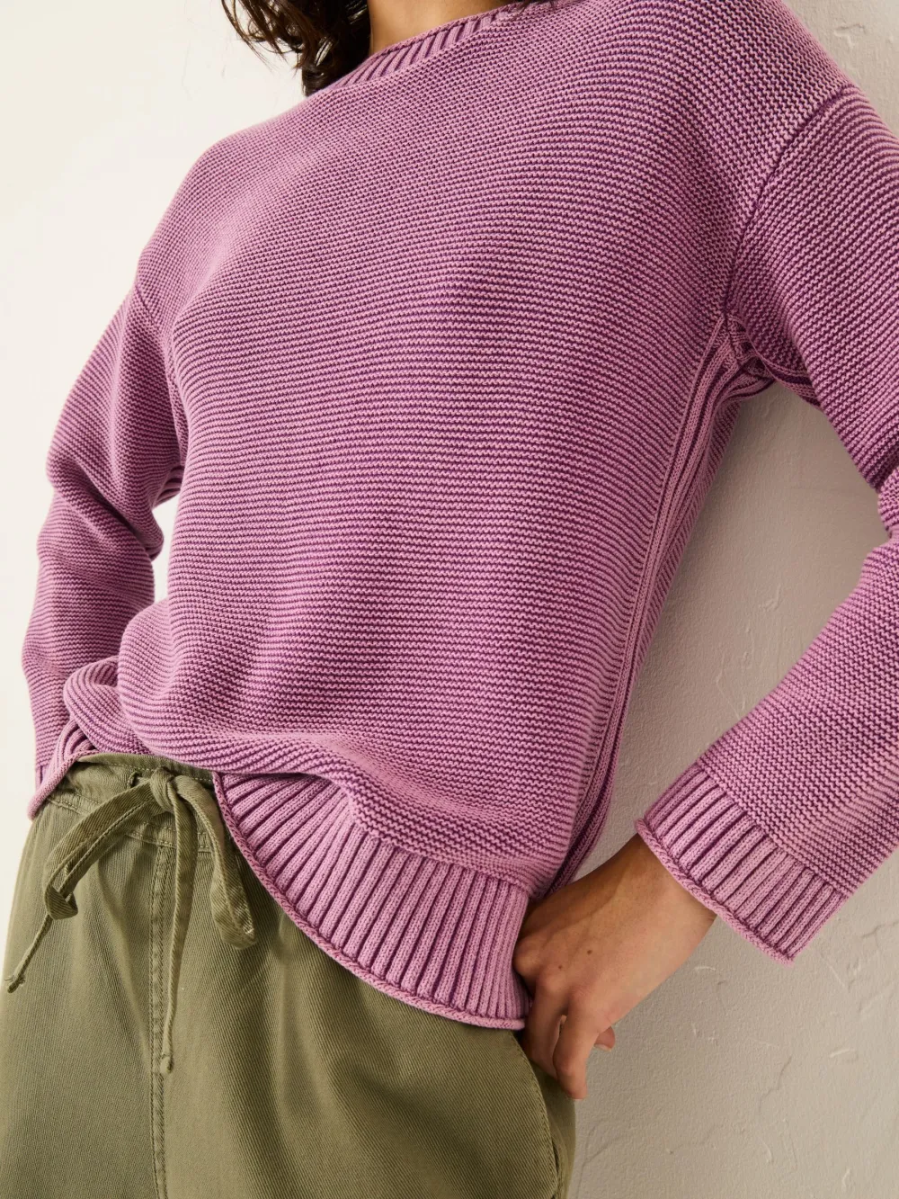 Dusky Purple Elia Laundered Knitted 100% Cotton Jumper