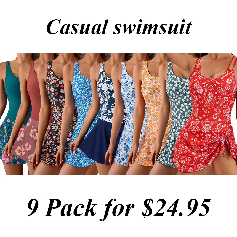 9PACK-One Piece Swimdress Swimsuits for Women Tummy Control Swim Dresses Skirt Bathing Suit Swimwear Swimsuit Outdoorfun