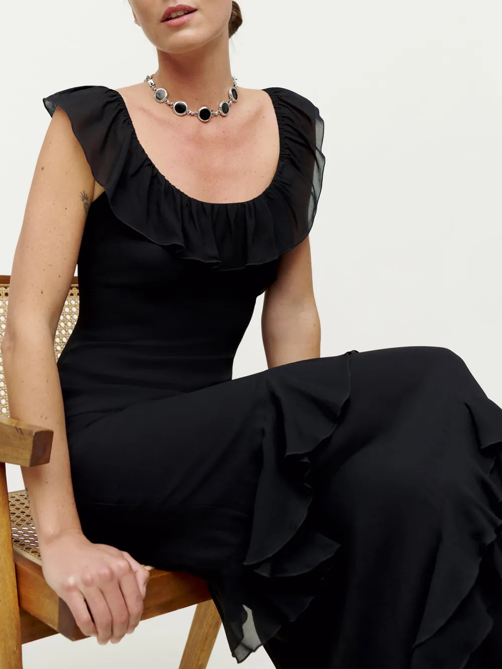 Floral Patterned Ruffled Maxi Dress