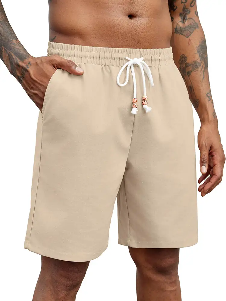 Drawstring Linen Blend Shorts