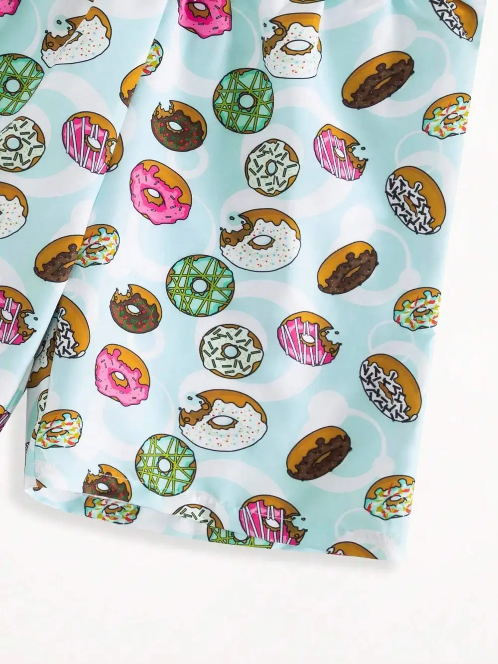 Men's Donut Print Drawstring Swim Trunks