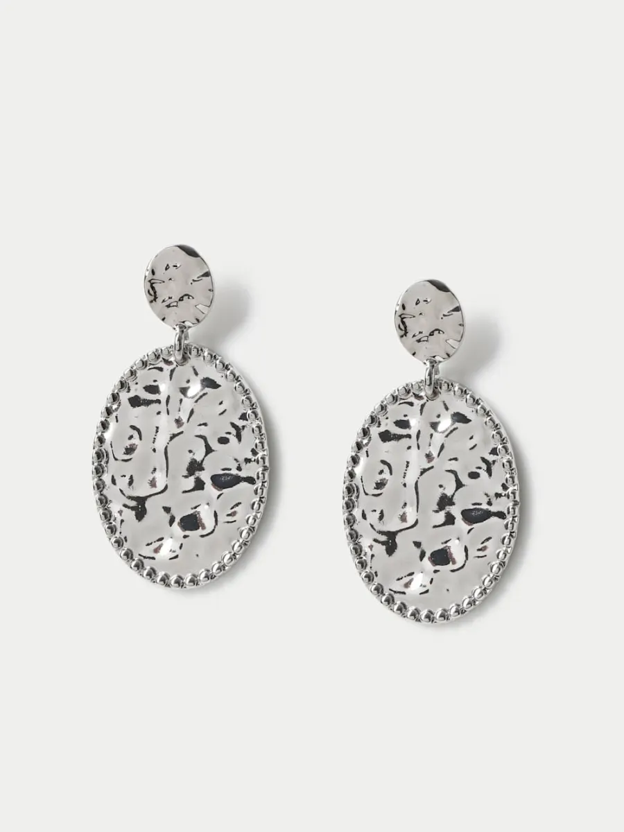 Textured Oval Drop Earrings