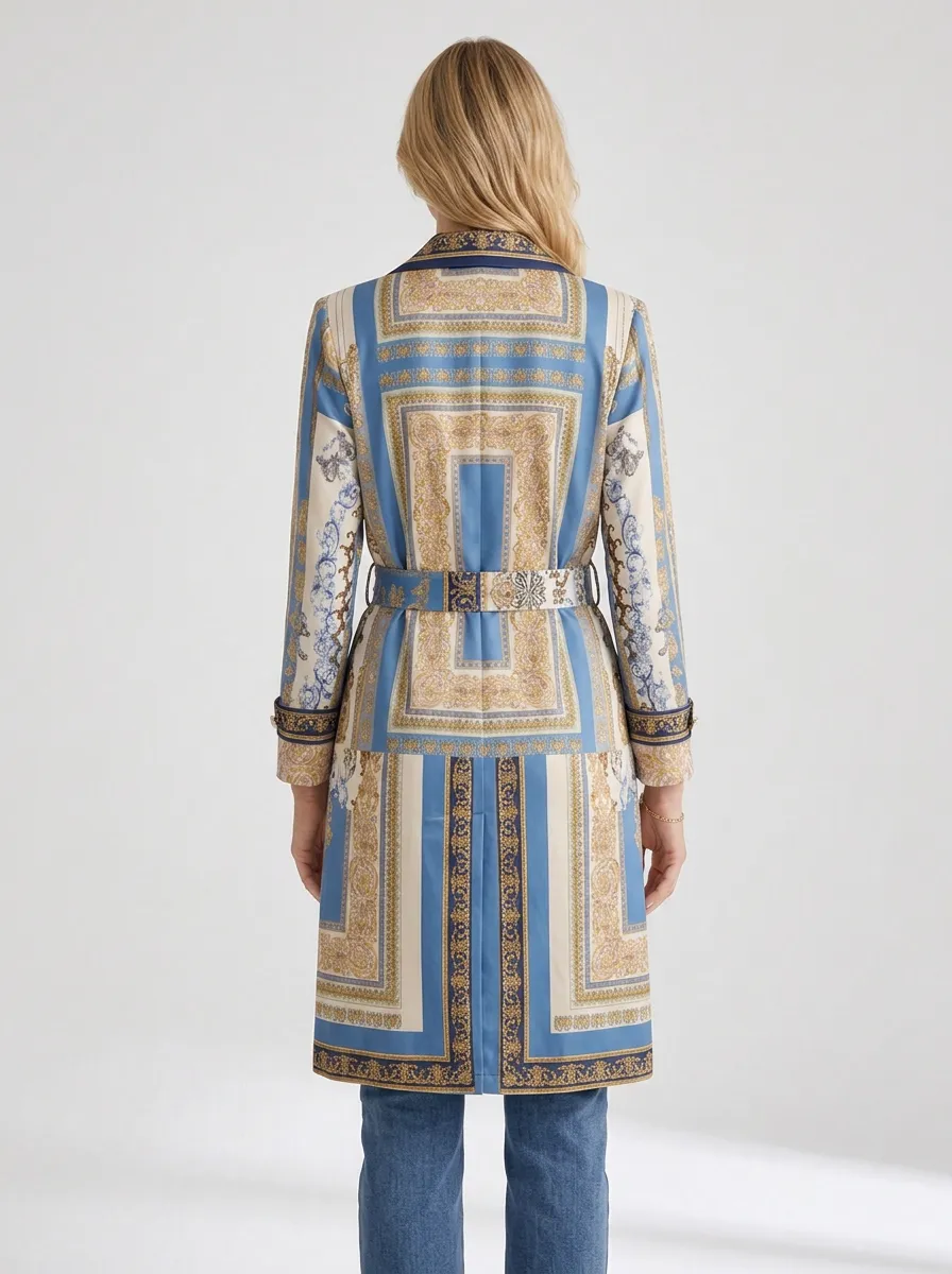 Women's Baroque Vintage Pattern Printed Longline Blazer